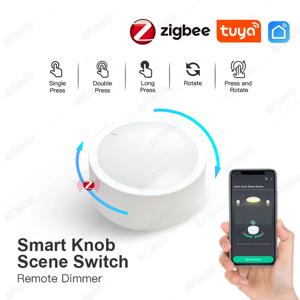 새로운 Tuya ZigBee 스마트 노브 스위치 DIY 무선 장면 버튼 회전식 조광기 스위치 홈 자동화 시나리오 연결 리모콘