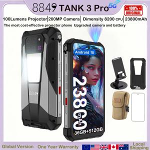 8849 Tank 3 프로 유니허츠 프로젝터 러기드 스마트폰 23800mAh 100루멘스 200MP 카메라 안드로이드 15 디멘시티 8200 512GB 아웃도어 IP68