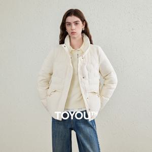 TOYOUTH 여성용 90% 화이트 덕 다운 재킷 2026 가을 신상 하이넥 방풍 푹신한 코쿤 실루엣 따뜻한 아우터웨어
