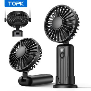 TOPK 휴대용 미니 팬, 2400mAh USB 충전식 핸드 넥 팬 3in1 개인 전기 팬 스탠딩 팬 룸 캠핑 접이식