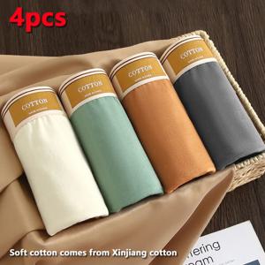 4 개 남성 속옷 코튼 BoxerShorts 남자 통기성 속옷 섹시한 스포츠 컴포트 남성 복서 크기 L-4XL