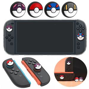 닌텐도 스위치 2 조이 콘 컨트롤러 조이스틱 그립 보호 커버에 대 한 4pcs 만화 Poke Ball 실리콘 고무 엄지 그립 캡