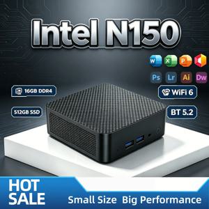 인텔 코어 N150 미니 PC 4C4T 3.6GHz 6W 16GB DDR4 M.2 NVMe SSD 트리플 4K WiFi6 저소음 쿨링 데스크탑 2026 프로