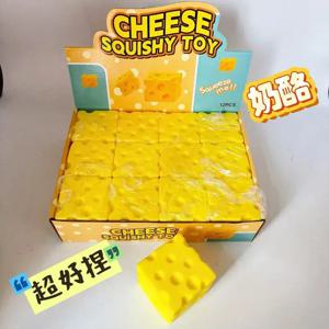 시뮬레이션 치즈 스퀴시 장난감, 점보 크리에이티브 슬로우 라이징 치즈 블록, 스트레스 해소 장난감 도매 장난감