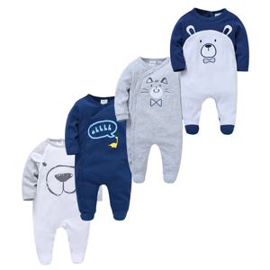 3/4 Pcs Kavkas Boy Romper 100% 코튼 폴카 도트 오-넥 신생아 여아 의류 풀 슬리브 여름 점프 슈트 0-12 개월