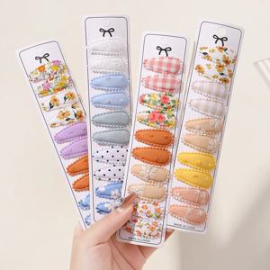 10/20Pcs 코 튼 인쇄 헤어 클립 머리 핀 소녀 패브릭 격자 무늬 미니 BB Hairgripes 모자를 쓰고 있죠 아기 헤어 액세서리 새 해 선물