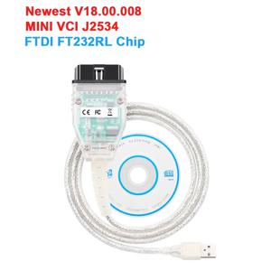 최신 V18.00.008 미니 VCI J2534 OBD2 진단 케이블 (도요타 TIS 테크스트림 FTDI FT232RL 칩 J2534 자동 진단 스캐너용)