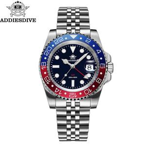 ADDIESDIVE AD2050 남성용 GMT 시계 스위스 론다 515-24 BGW9 슈퍼 루미너스 20Bar 방수 레로즈 316L 스테인레스 스틸 쿼츠 시계