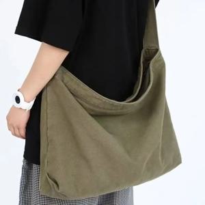 레트로 캔버스 숄더 백 한국 스타일 대용량 메신저 백 다목적 여성 남성 여행 토트 백