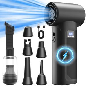 미니 터보 제트 팬 전기 에어 더스터, 4단계 조절 가능 130000RPM 초강력 바람, 자동차/PC 청소 블로워/진공청소기 도구