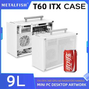 METALFISH T60 Mini ITX 흰색 케이스 9L 아크릴 또는 메쉬 측면 패널 소형 투명 PC 지원 SFX PSU/300mm GPU