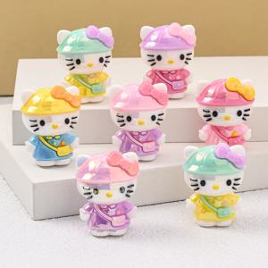 5개의 다채로운 모자 모양 KT 고양이 레진 비즈 DIY 수제 루즈 비즈, 젖꼭지 체인, 더미 홀더, 팔찌 쥬얼리 제작용