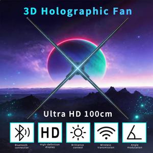 울트라 HD 육안 3D 홀로그램 팬 100cm 상점 바 상업 광고 조명 지원 무선 업로드 비디오 클라우드 제어