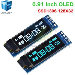 GREATZT OLED 모듈, 0.91 인치, 화이트 블루, 128x32 LCD LED 디스플레이, 0.91 인치, IIC 아두이노와 통신, 0.91 인치