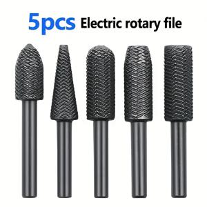 프리미엄 카바이드 버 세트-고속 절단, 나무 조각, 목공, 목공, 조각용 로터리 래프 드릴 비트 파일, 5 개