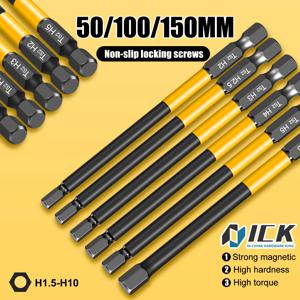 앨런 렌치 드릴 비트 육각 드라이버 비트 세트 50/100/150mm H1.5-H10mm, 안전한 나사 고정을 위한 자석 그립 및 미끄럼 방지 디자인 포함