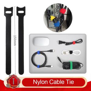 50 - 500pcs 나일론 케이블 타이 T형 12x150mm 후크 및 루프 테이프 재사용 가능한 패스너 조정 가능한 와이어 관리 케이블 정리기