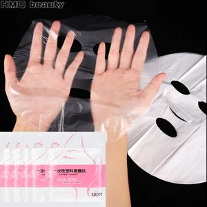 일회용 마스크 랩 페이스 플라스틱 필름 풀 페이스 클렌저 마스크 넥 스티커 투명 DIY 페이셜 뷰티 스킨 케어 도구