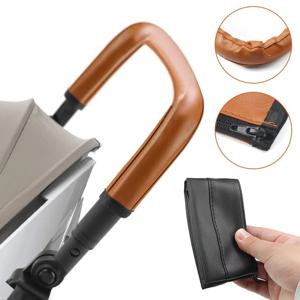 1Pc 지퍼 분리형 PU 가죽 유모차 손잡이 커버 컴포트 베이비 카트 팔걸이 보호 액세서리