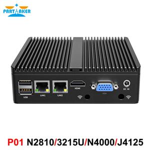파트커 팬리스 미니 PC 인텔 N2840 J1900 3215U J6412 J4105 듀얼 랜 HDMI VGA 듀얼 RS232 COM 미니 컴퓨터 방화벽 어플라이언스