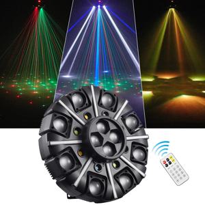 무대 조명 LED RGBW 150W 파티 효과 빔 레이저 스트로브 라이트 DMX512 DJ 디스코 바 KTV 크리스마스용 리모컨