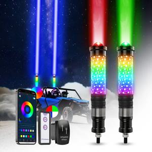 뉴2FT 루세스 LED 타입 라티고 레이저 휩리스 휩 라이트 UTV 오프로드용 RGB 컬러 스파이럴 LED 휩 안테나 (캔암 폴라리스 R용)