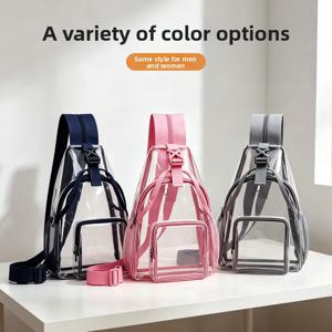 투명 슬링백 PVC 방수 컨버터블 가방, 여성 남성 경기장 콘서트 스포츠 행사 여행용, 보안 검색 통과 즉시 사용 가능