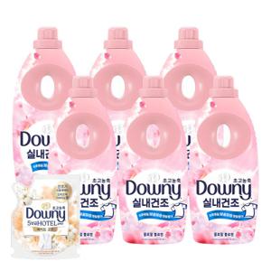 다우니 실내건조 섬유유연제 플로럴 블로썸 1L 6개 +다우니 코튼퓨어 200ml 1개 증정
