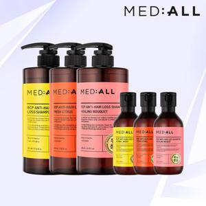 메디올 탈모샴푸 800ml 3개+100ml 3개+스피큘마스크팩5매(모이스처)(3종택1) /약산성샴푸 두피청정 뿌리볼륨 비듬개선 탈모샴푸