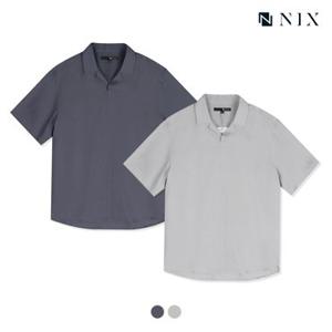 [NIX]남) 텐셀린넨 레귤러핏 오픈카라넥 풀오버 반팔 셔츠(FNPMCSH104P)