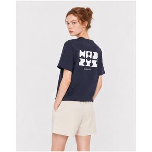 헤지스 골프 여성 25SS 스테디셀러코튼100% 네이비 그래픽 백포인트 반팔티셔츠 WWTS5B933N3