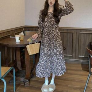 플라워 패턴 여성 데일리 스트링 롱원피스