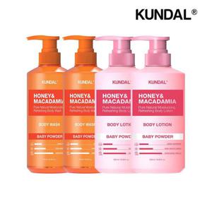 [쿤달]쿤달 퓨어 바디워시 베이비파우더 500ml x2개+바디로션 베이비파우더 500ml x2개