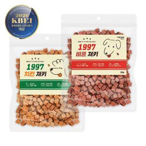 더독 강아지 대용량 간식 1997 치킨 비프 져키 1kg