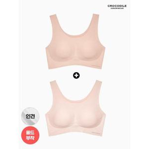 [크로커다일 이너웨어]라이크라인견쉘론 U넥 심리스브라 2종 베이지+핑크베이지