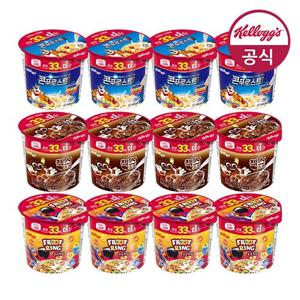 켈로그 컵시리얼 40g x 12개(콘푸로스트4/첵스초코4/후르트링4)