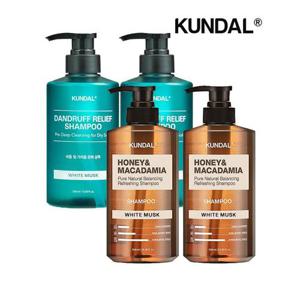 [쿤달]쿤달 네이처 샴푸 화이트머스크 500ml x2개+프로클린 비듬샴푸 화이트머스크 500ml x2개