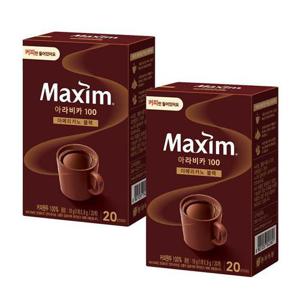 동서 맥심 솔루블 아라비카 100 20T X 2개 블랙커피 일회용
