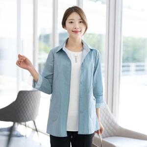 [모슬린]엄마옷 줄지 배색 카라 9부 자켓 613FGH739 마담/중년여성/빅사이즈/50대/60대