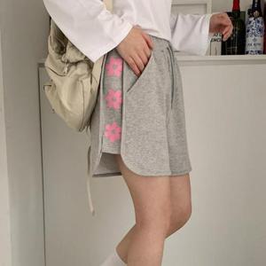 [다잇템]여자 봄 캐주얼 밴딩 플라워 라인 코튼 반바지