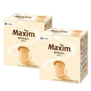 맥심 화이트골드 커피믹스 50T X 2개 일회용 믹스커피 스틱