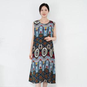 [모슬린]엄마옷 인견 나염나시원피스 614FGH710 마담/중년여성/빅사이즈/50대/60대