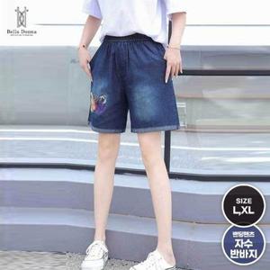 [벨라도나]벨라도나 여성 여름 레트로 자수 데님 숏팬츠 청반바지 Bon-2703_25159875_634413