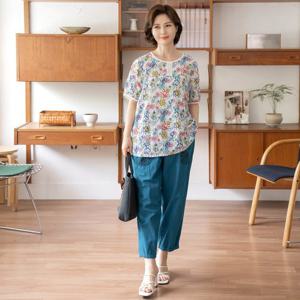 엄마옷 마담4060 여름팬츠클로버생활한복-QKC2404014-
