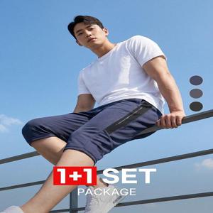 [이지바이]1+1 BFL 쿨액션 남성 여름용 쿨 스판 헬스 스포츠 운동복 트레이닝 7부 바지(KP4OP1LP017M)