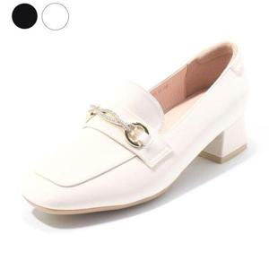 갤러리아_세라 여성 사틴스판 스퀘어 통굽 로퍼 단화 C24P003 아이보리 4CM