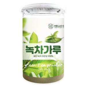 [헬로우그린] 녹차 가루 분말 250g(통) 경남 하동 녹차잎 대용량