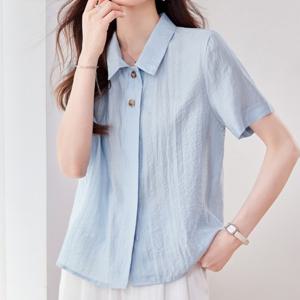 [블랙퀸] 카디세 히든버튼 반팔셔츠 blk004666