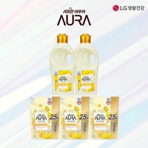 [엘지생활건강][무료배송] [엘지생활건강] LG생활건강 아우라 섬유유연제 미드나잇골드 1Lx2개 + 1.7Lx3개