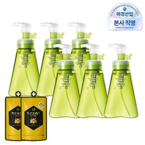 순샘 버블 올리브 주방세제 350ML 용기, 6개 +프로폴리스 애플 주방세제 300ml 증정, 2개